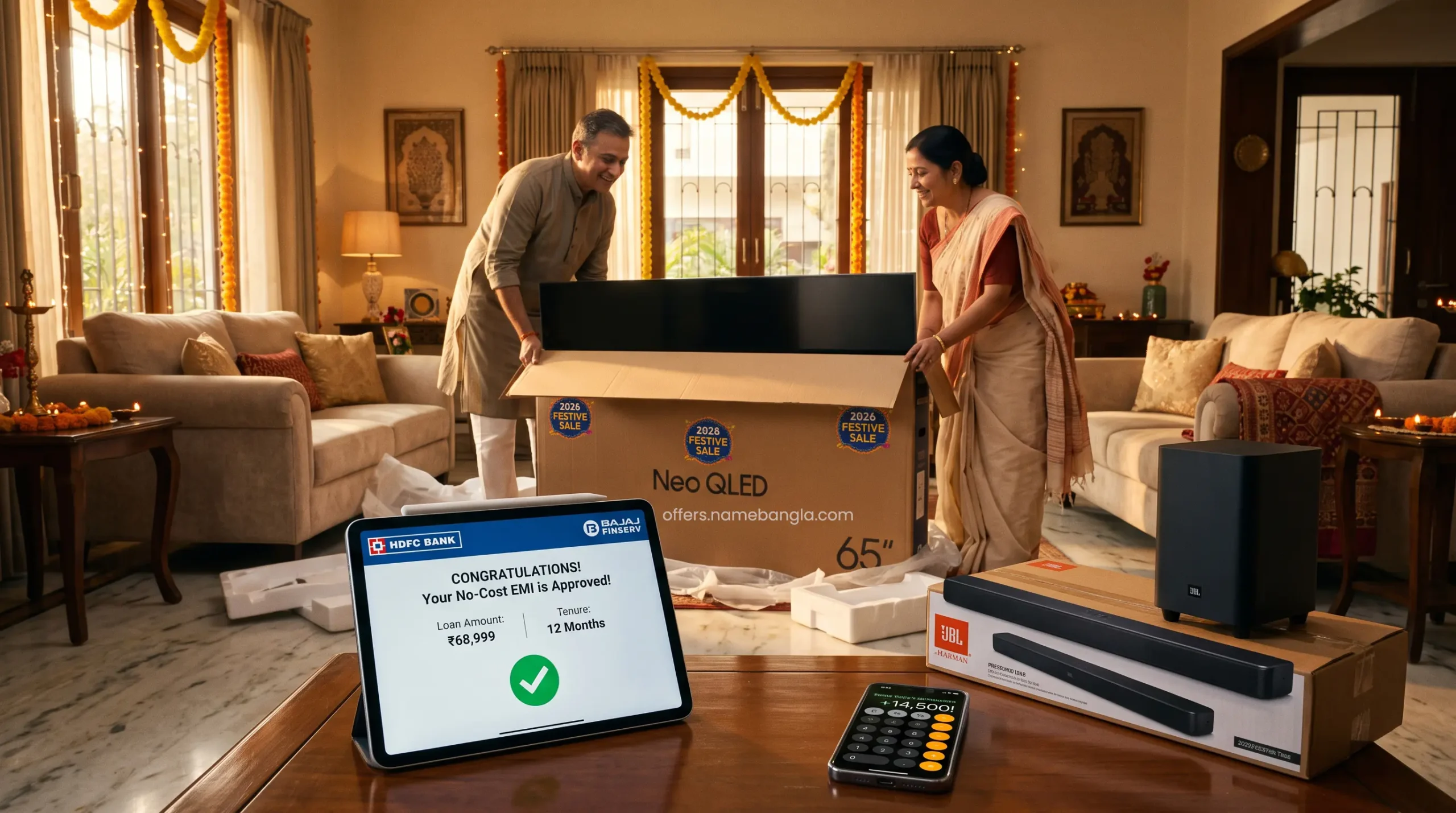 Unboxing a premium 4K Smart TV purchased via No-Cost EMI financing