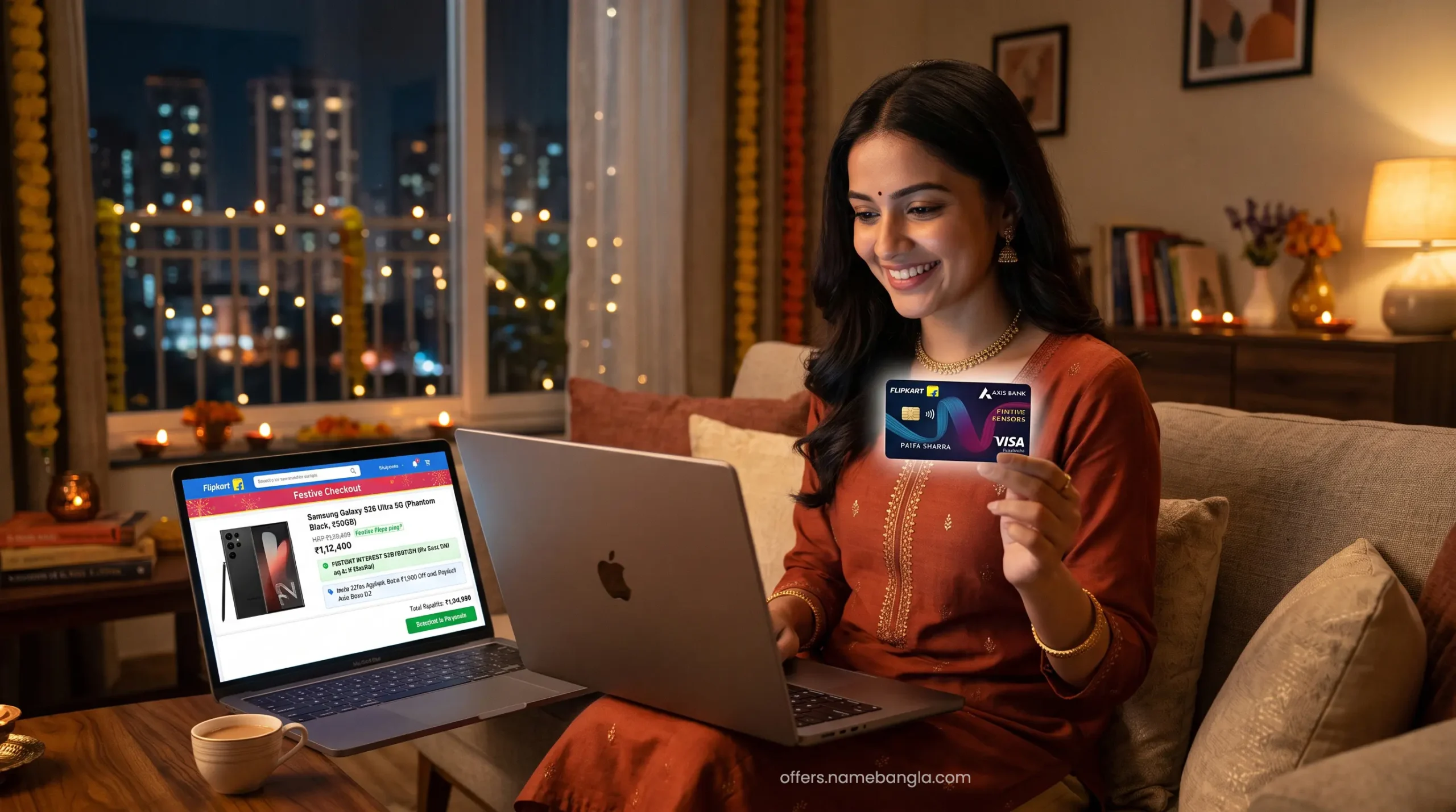 Applying an instant credit card discount at the Flipkart Big Billion Days checkout portal