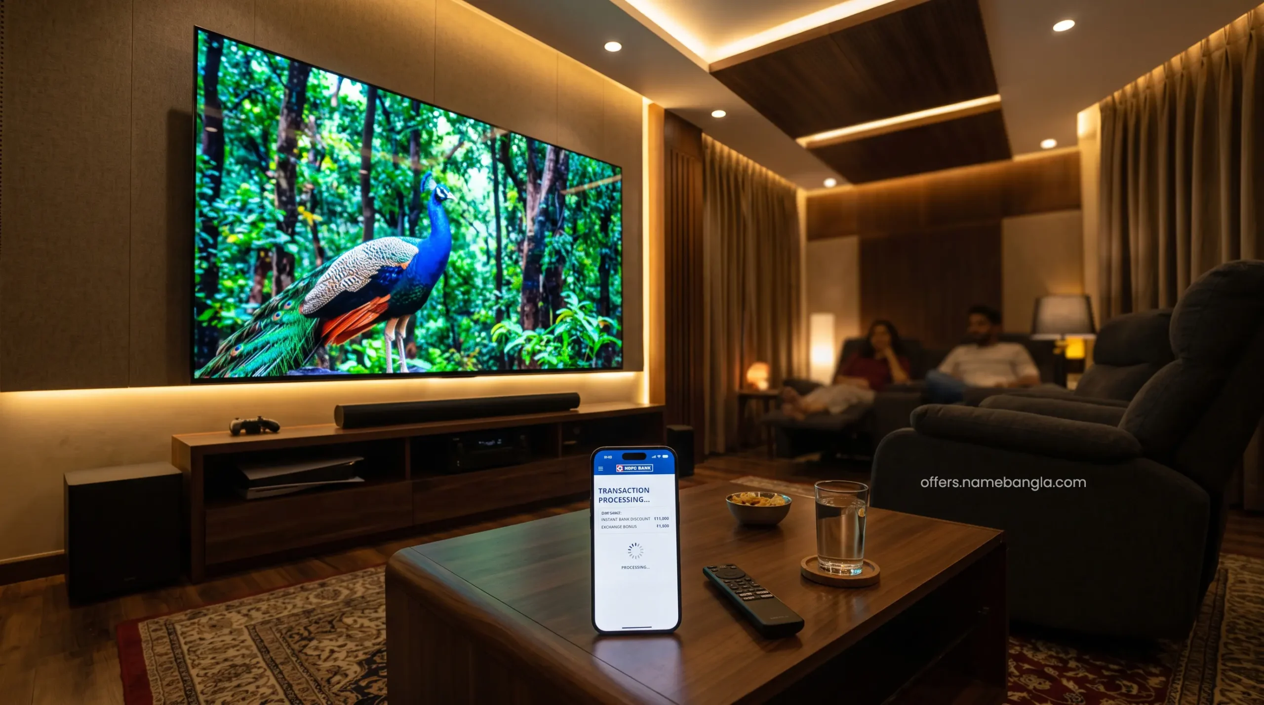 Cinematic 4K smart TV home theater setup with festive exchange discounts